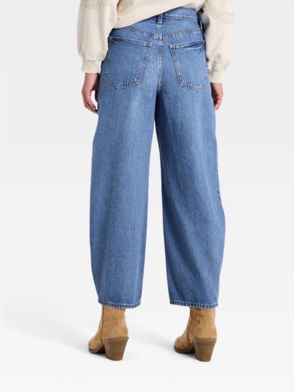 Women High-Rise Easy Barrel Jeans - Medium Wash - 14 Short - Picture 3 of 3
